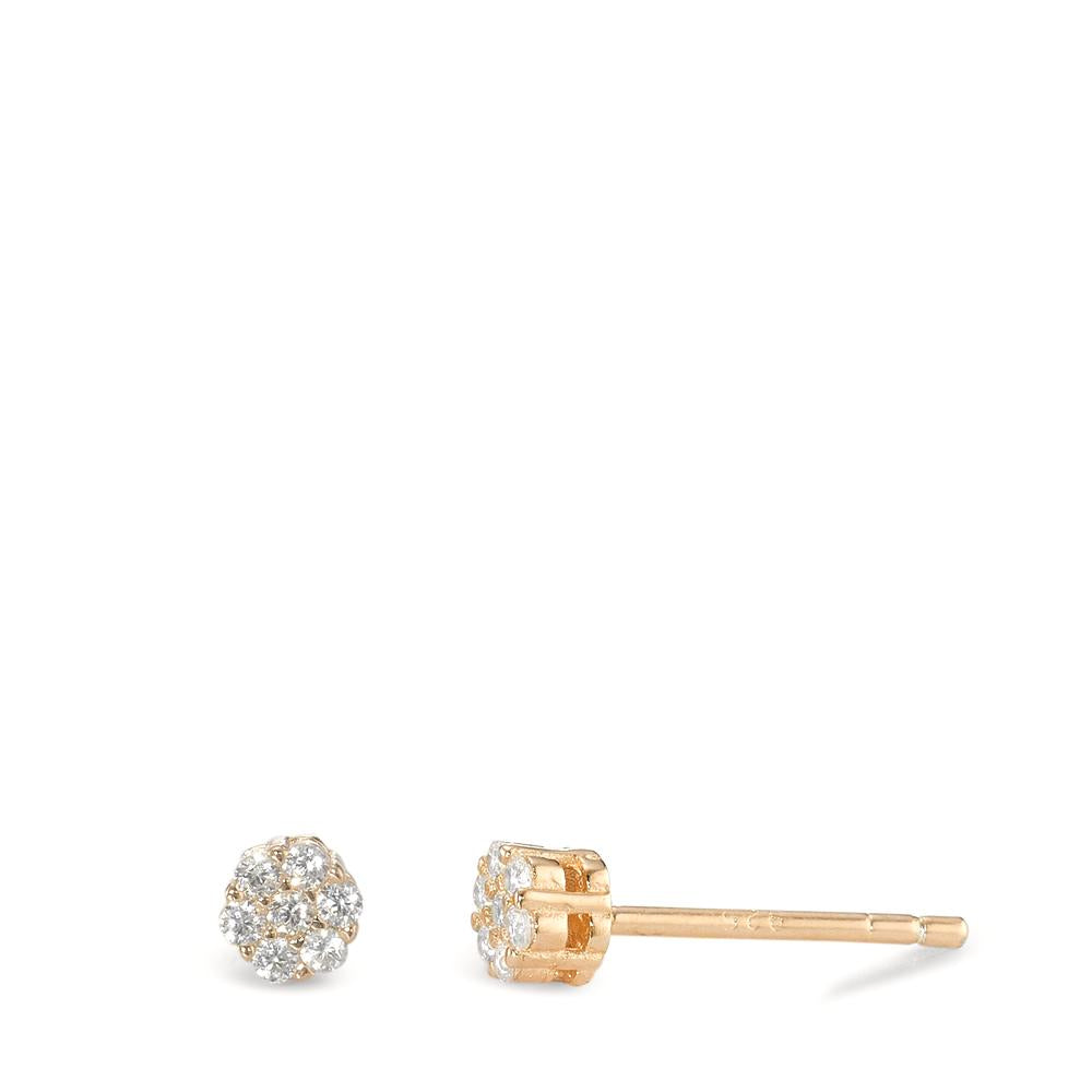 Stud earrings Silver Zirconia Yellow Gold plated Ø4 mm