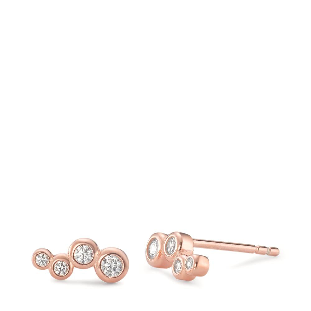 Stud earrings Silver Zirconia 8 Stones Rose Gold plated