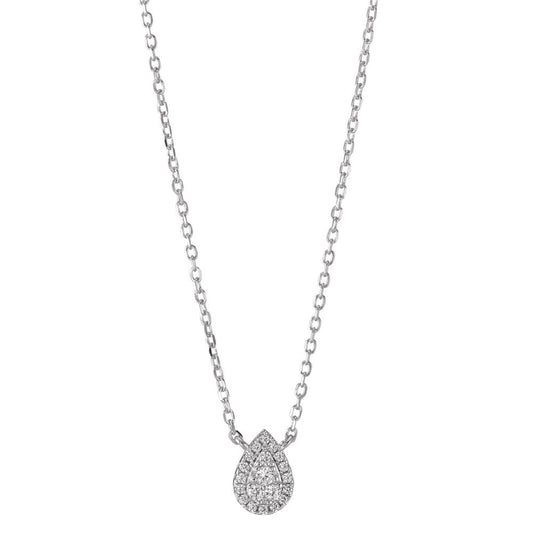 Necklace Silver Zirconia Rhodium plated 39-44 cm