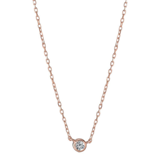 Necklace Silver Zirconia Rose Gold plated 40-45 cm