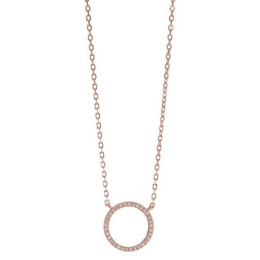 Necklace Silver Zirconia Rose Gold plated 39-44 cm Ø14 mm