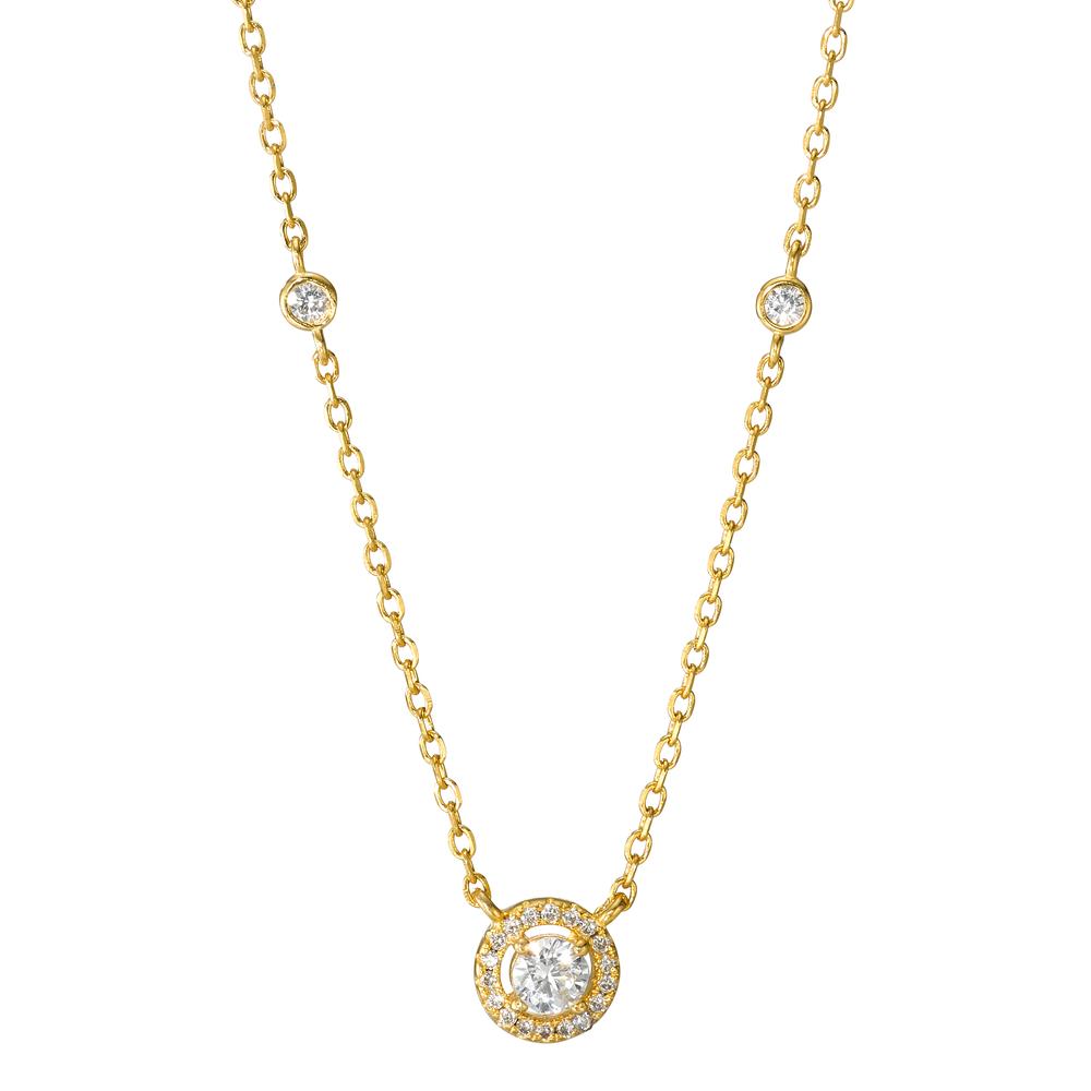 Necklace Silver Zirconia Yellow Gold plated 39-44 cm