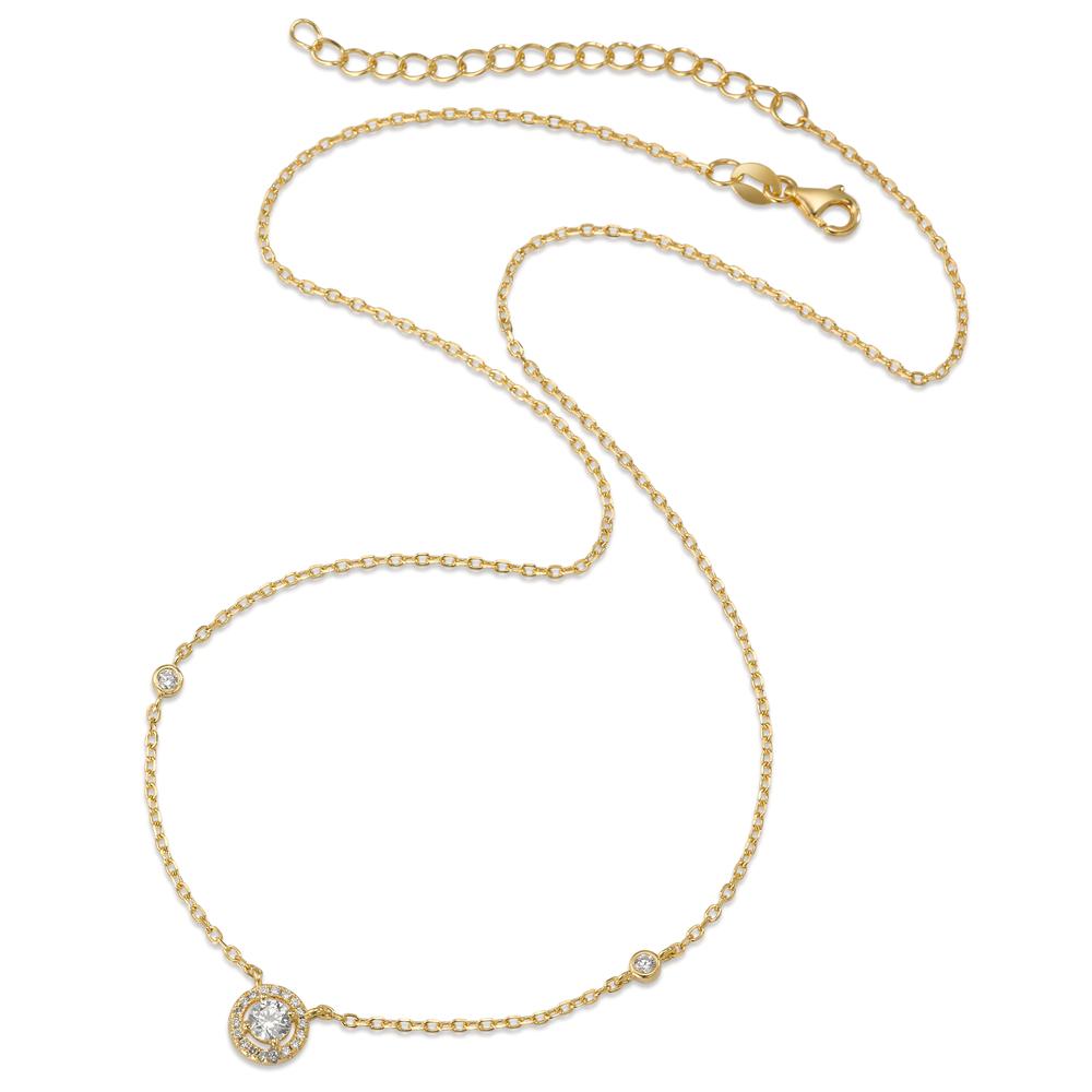 Necklace Silver Zirconia Yellow Gold plated 39-44 cm