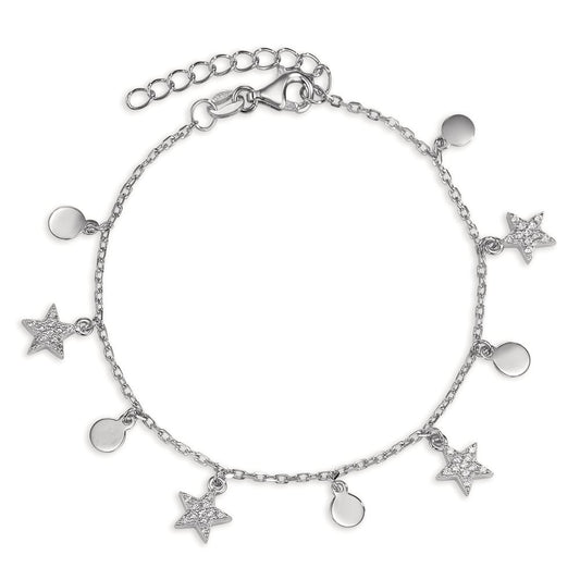 Bracelet Silver Zirconia Rhodium plated Star 16-19 cm