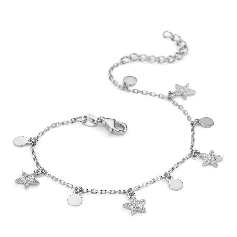 Bracelet Silver Zirconia Rhodium plated Star 16-19 cm