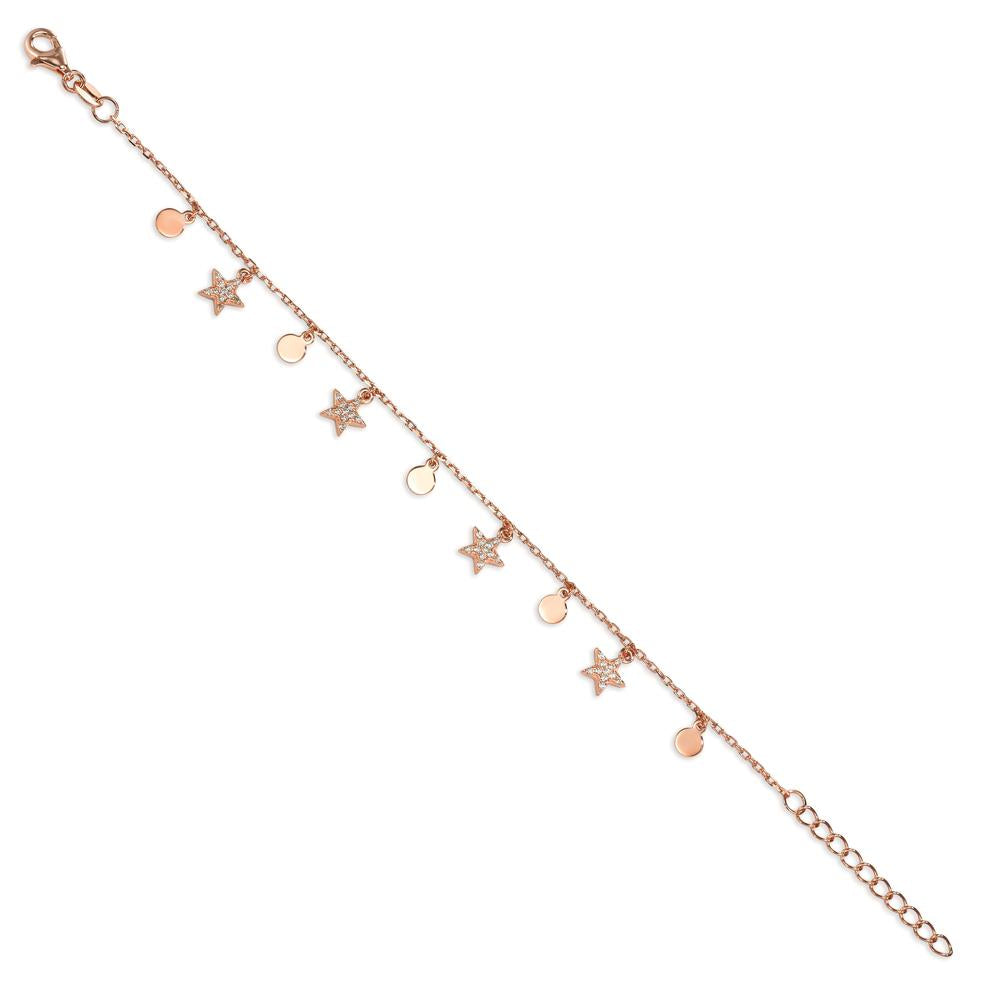 Bracelet Silver Zirconia Rose Gold plated Star 16-19 cm