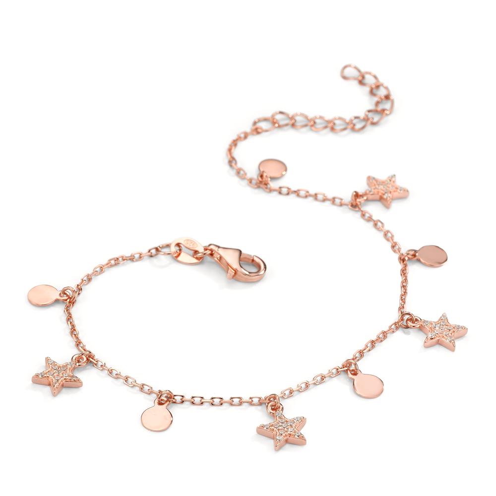 Bracelet Silver Zirconia Rose Gold plated Star 16-19 cm