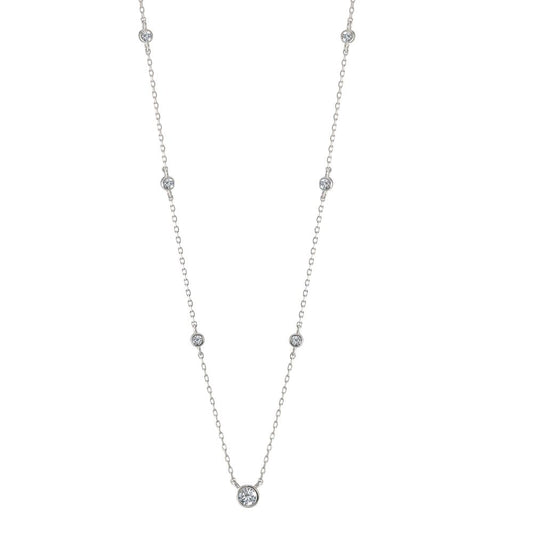 Necklace Silver Zirconia 7 Stones Rhodium plated 35-40 cm