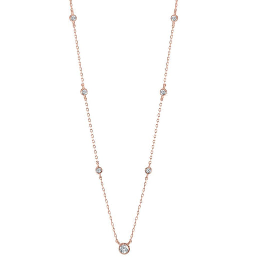 Necklace Silver Zirconia 7 Stones Rose Gold plated 35-40 cm