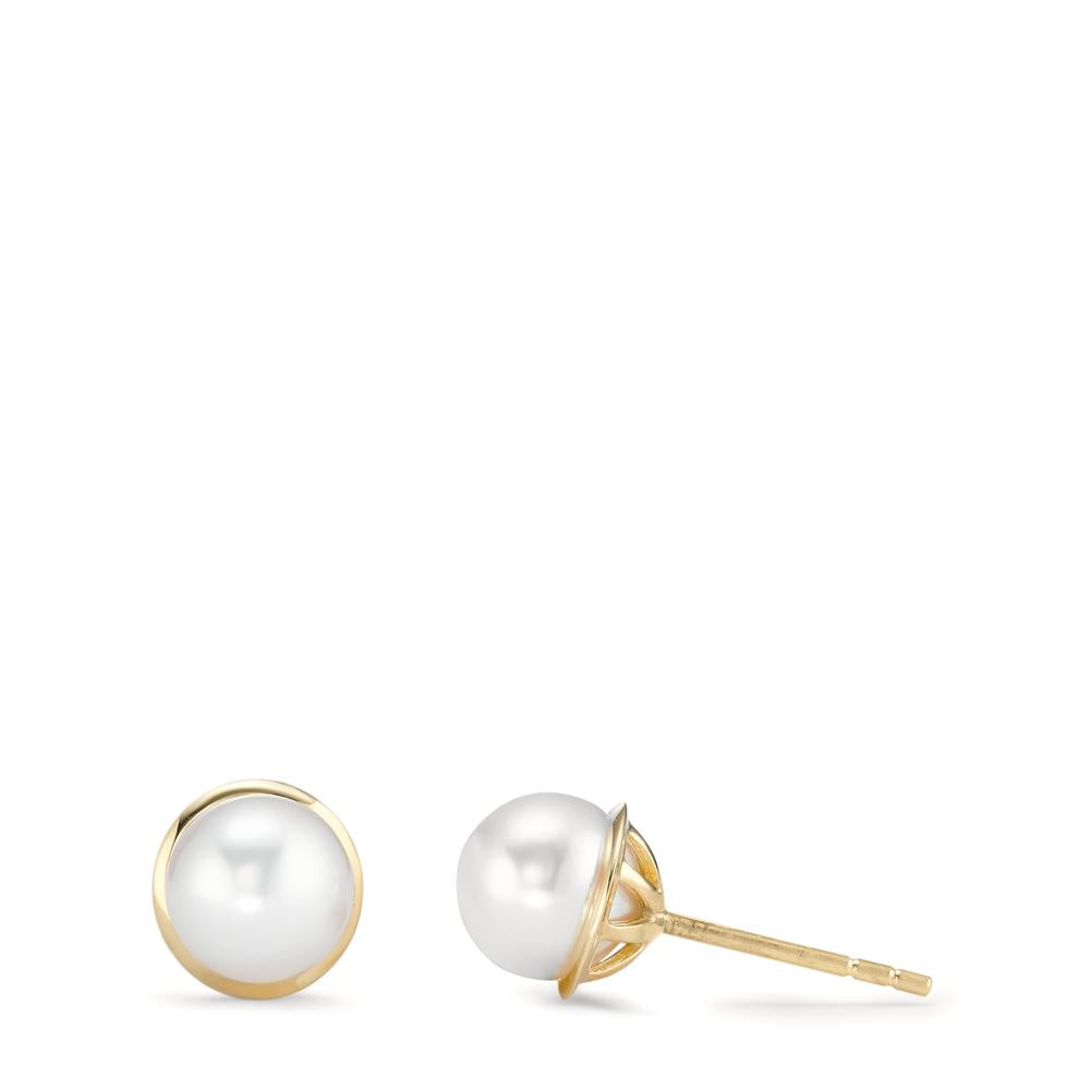 Stud earrings 18k Yellow Gold Freshwater pearl Ø7.5 mm