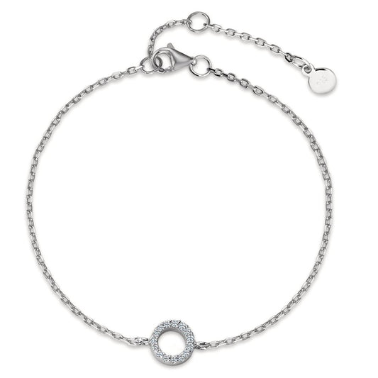 Bracelet Silver Zirconia Rhodium plated 17-21 cm Ø6.5 mm