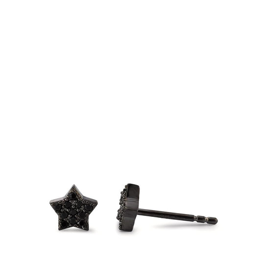 Stud earrings Metal Zirconia Black Rhodium plated Star Ø6 mm