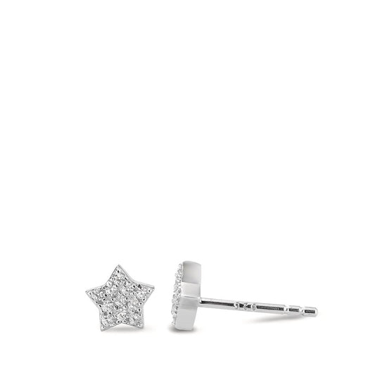 Stud earrings Silver Zirconia Rhodium plated Star Ø6 mm