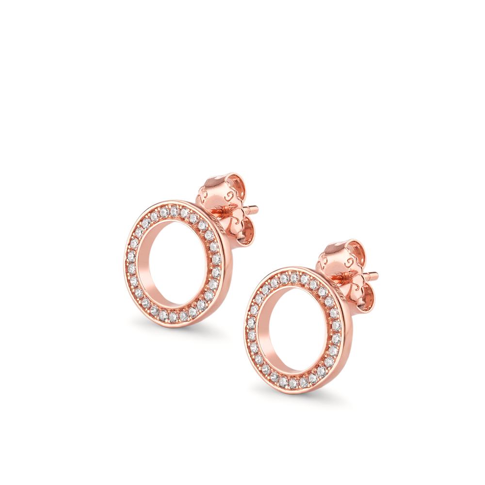 Stud earrings Silver Zirconia Rose Gold plated Ø11 mm