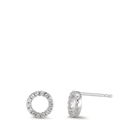 Stud earrings Silver Zirconia Rhodium plated Ø8 mm