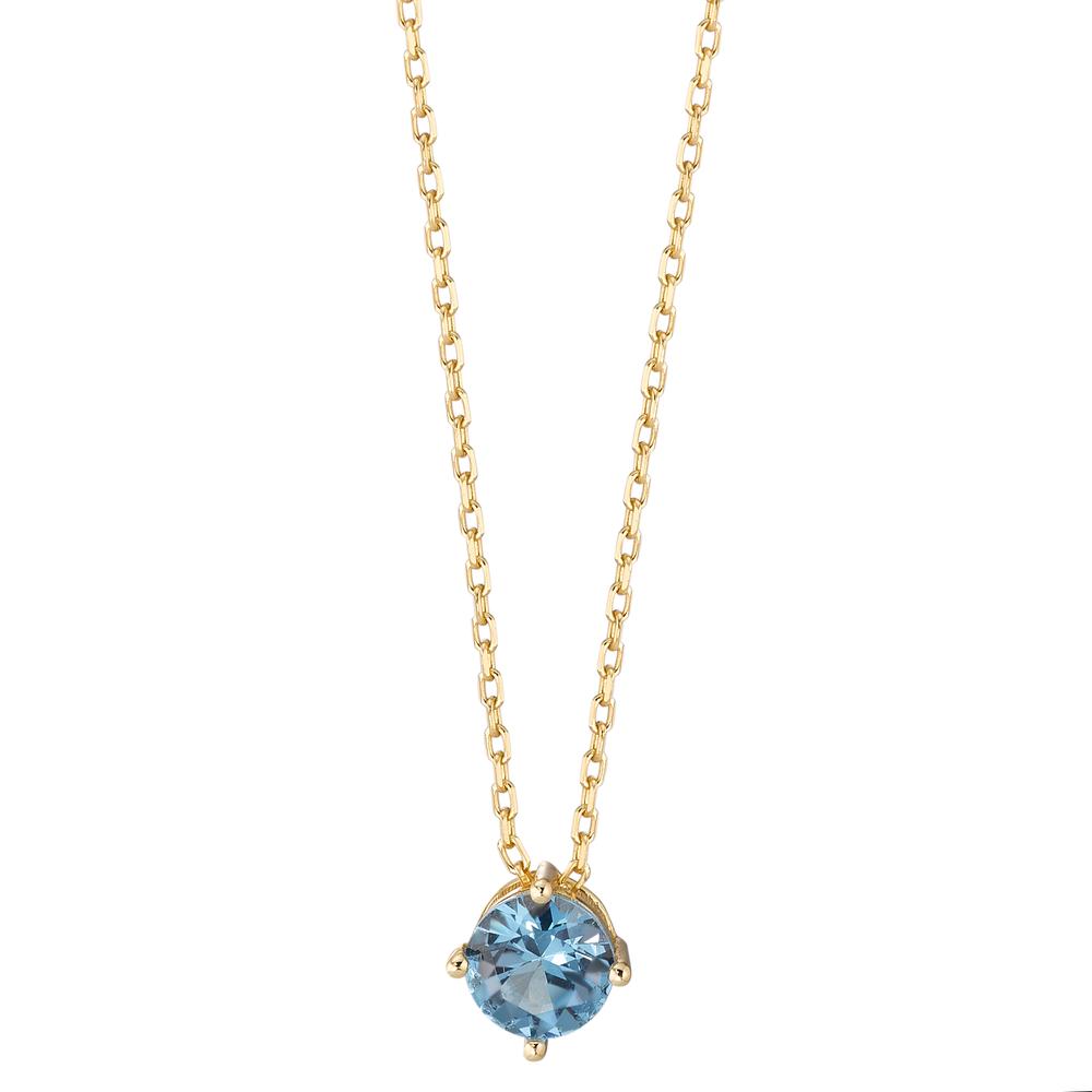 Necklace Silver Zirconia Aqua Yellow Gold plated 42-45 cm Ø6 mm