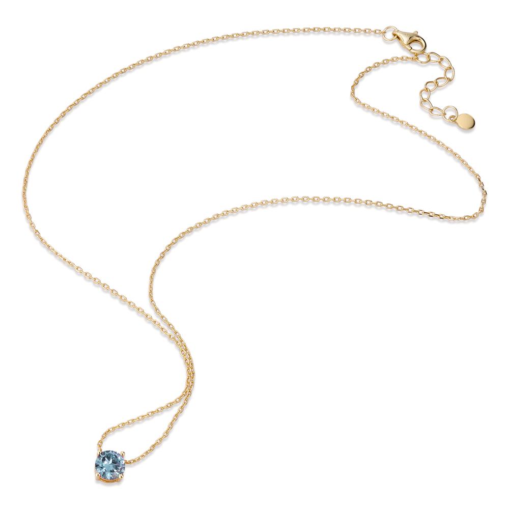 Necklace Silver Zirconia Aqua Yellow Gold plated 42-45 cm Ø6 mm