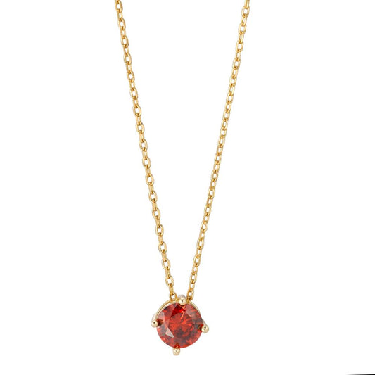 Necklace Silver Zirconia Red Yellow Gold plated 42-45 cm Ø6 mm