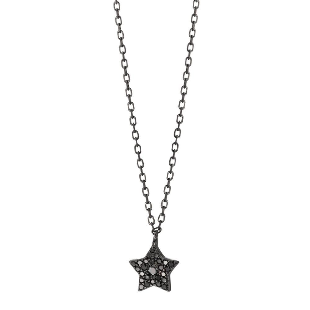 Necklace Silver Zirconia Black Rhodium plated Star 42-45 cm