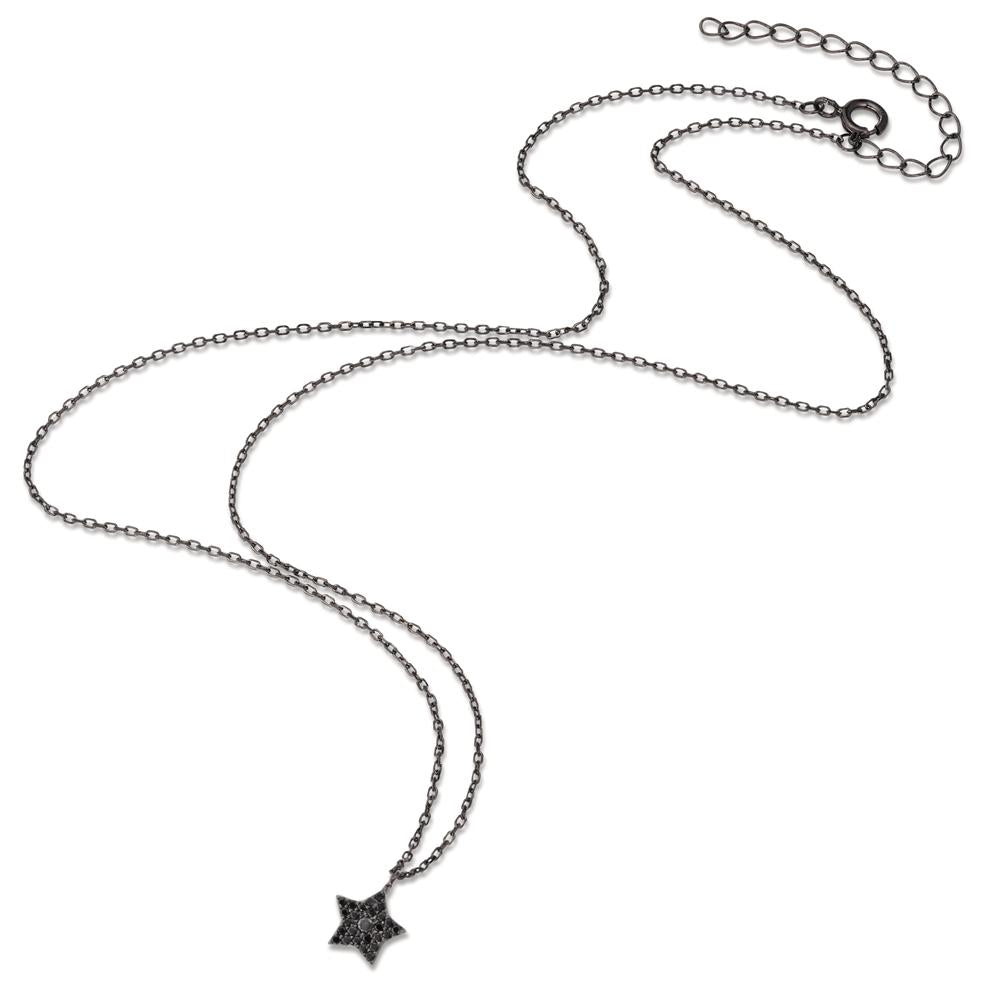 Necklace Silver Zirconia Black Rhodium plated Star 42-45 cm