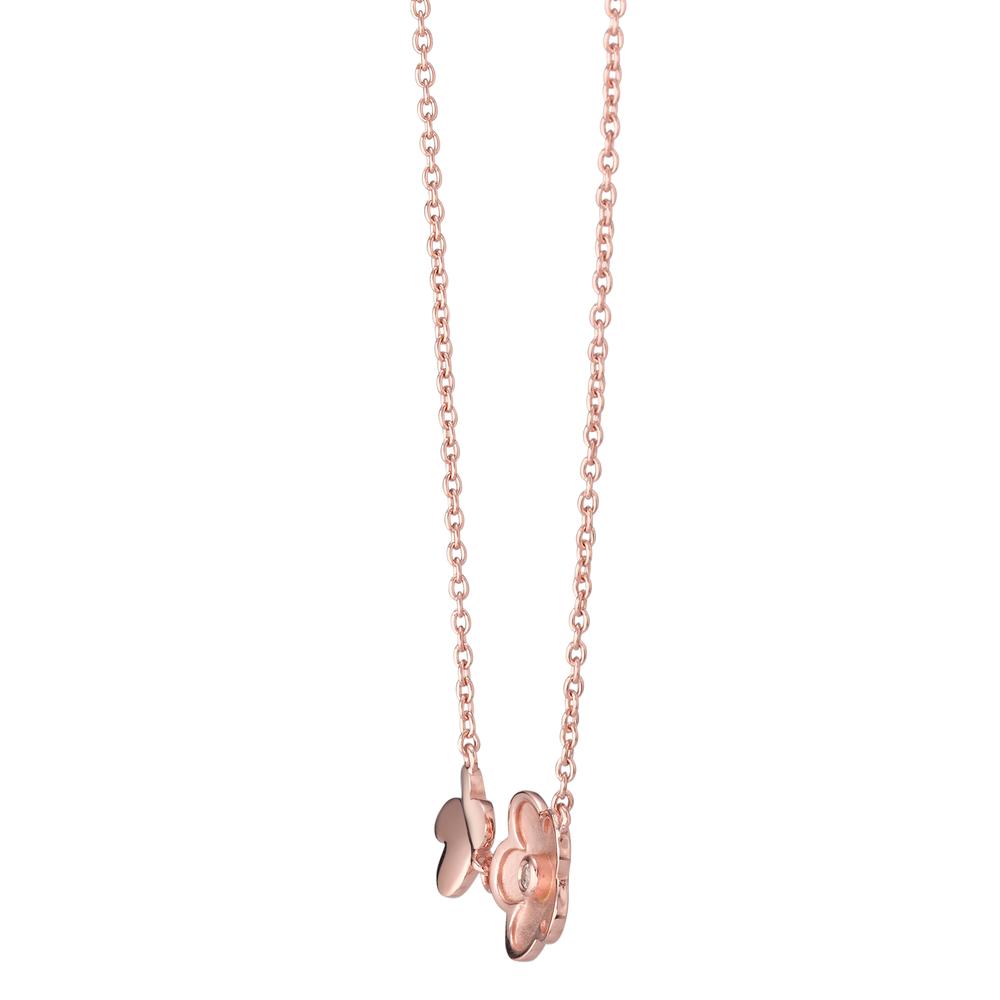 Necklace Silver Zirconia Rose Gold plated Flower 42-45 cm