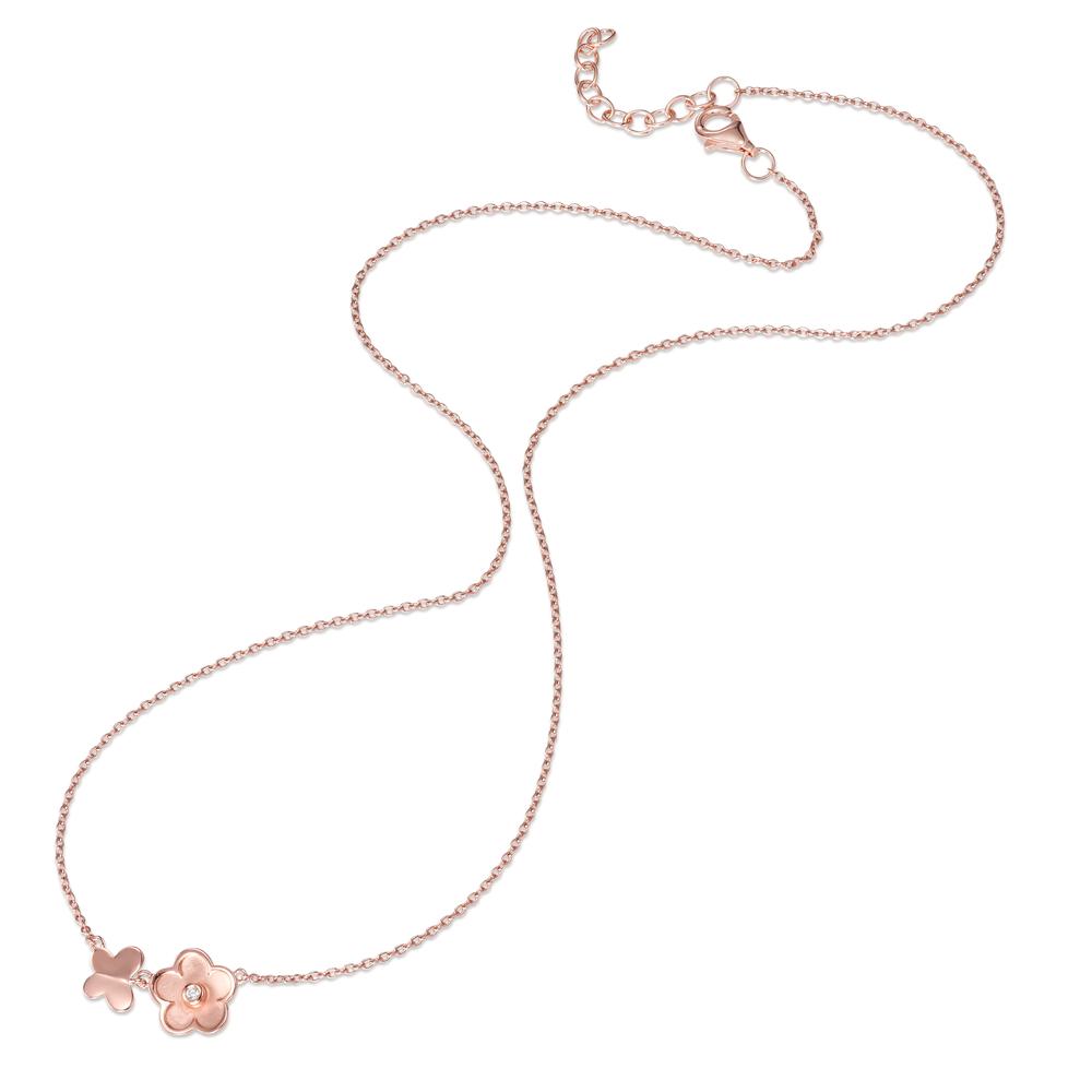 Necklace Silver Zirconia Rose Gold plated Flower 42-45 cm