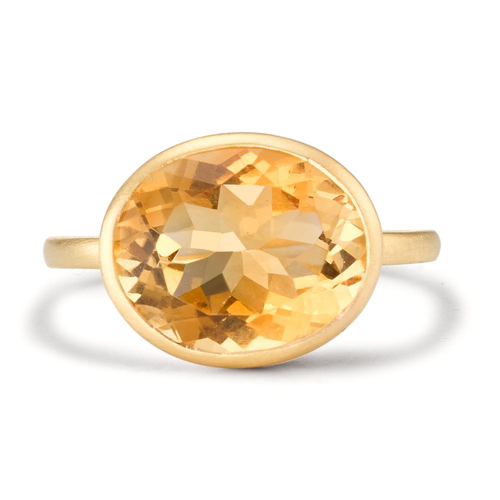 Ring Silver Citrine Yellow Gold plated