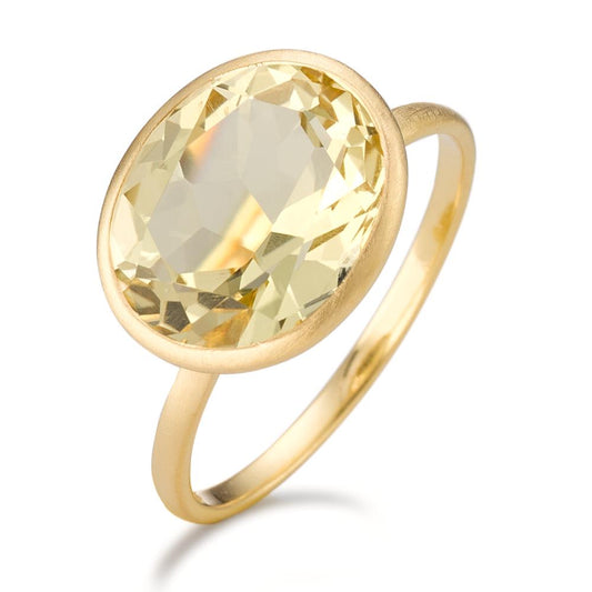 Ring Silver Quartz crystal Yellow Yellow Gold plated