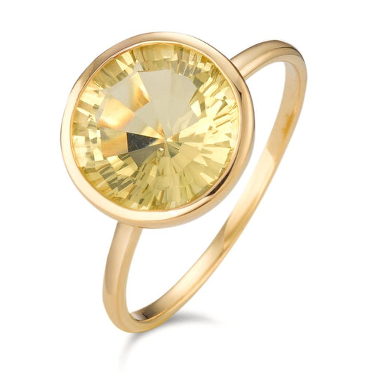 Ring Silver Quartz crystal Yellow Yellow Gold plated Ø11.5 mm