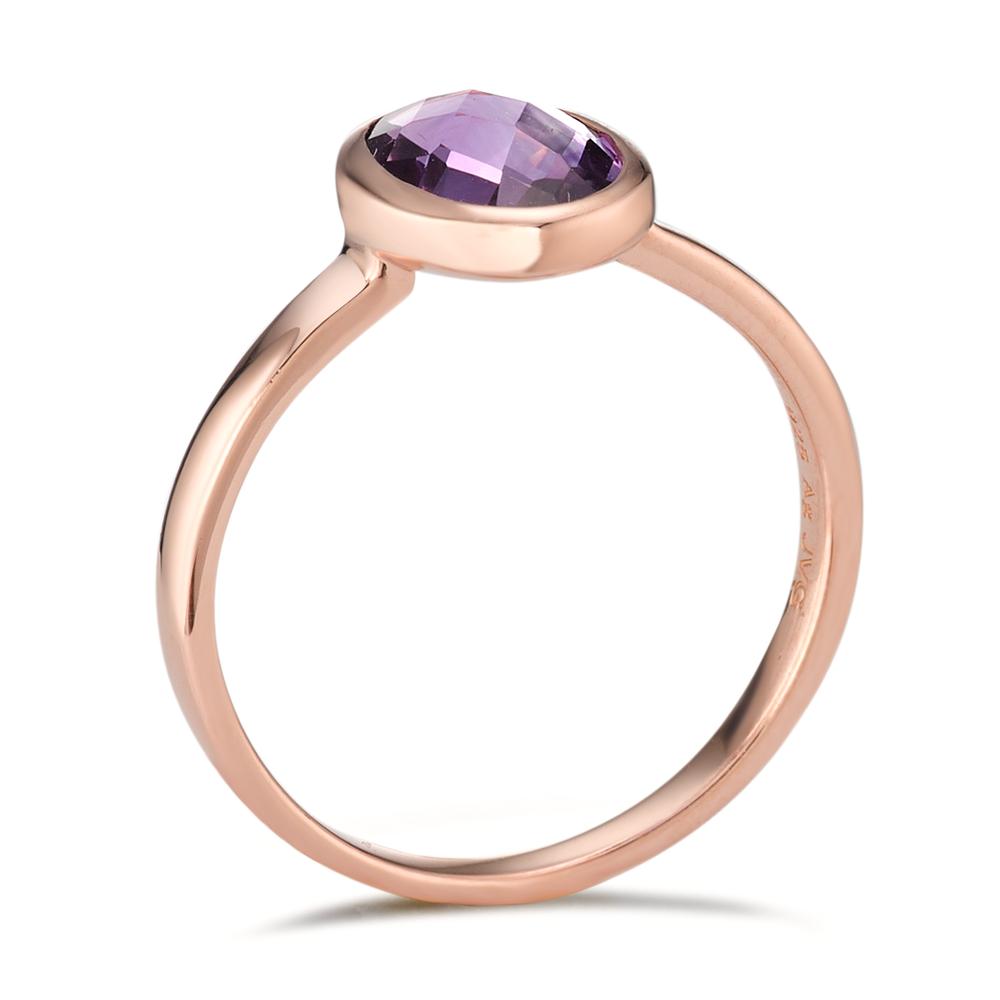 Ring Silver Amethyst Rose Gold plated