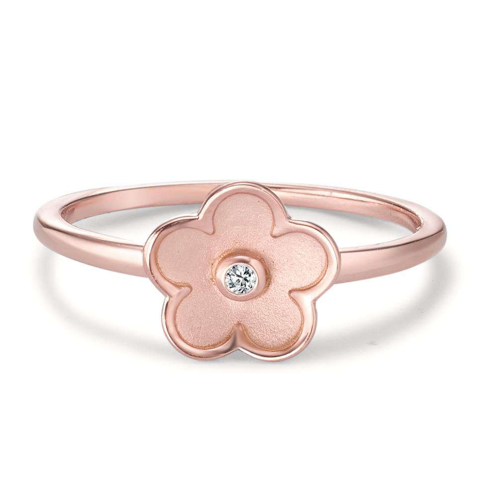 Ring Silver Zirconia Rose Gold plated Flower Ø9 mm