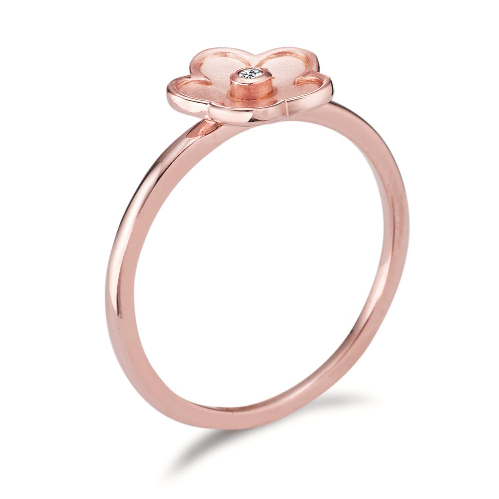 Ring Silver Zirconia Rose Gold plated Flower Ø9 mm