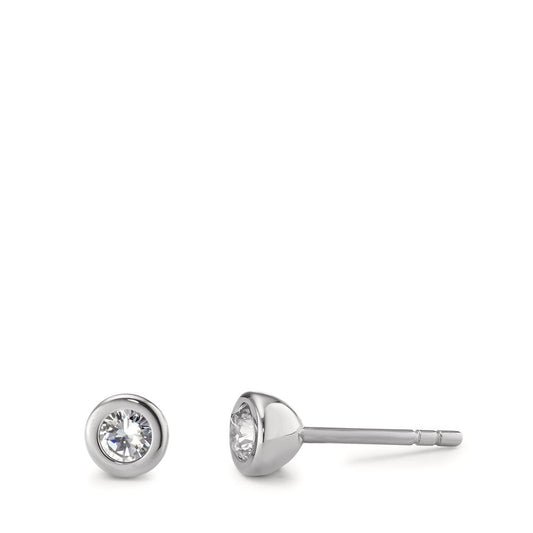 Stud earrings Stainless steel Zirconia White, 2 Stones Ø5 mm