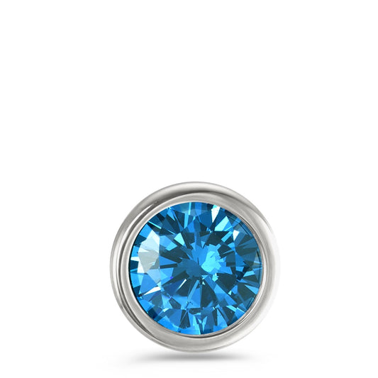 Pendant Stainless steel Zirconia Blue Ø13 mm