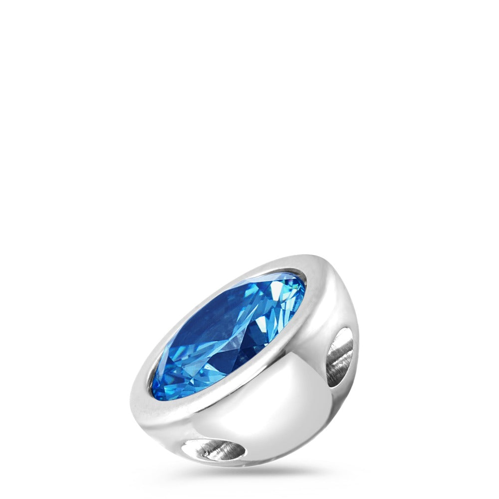 Pendant Stainless steel Zirconia Blue Ø13 mm