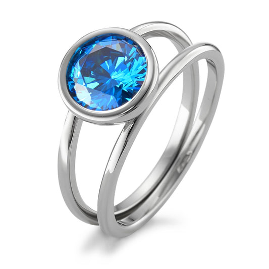 Ring Stainless steel Zirconia Blue Ø9.5 mm