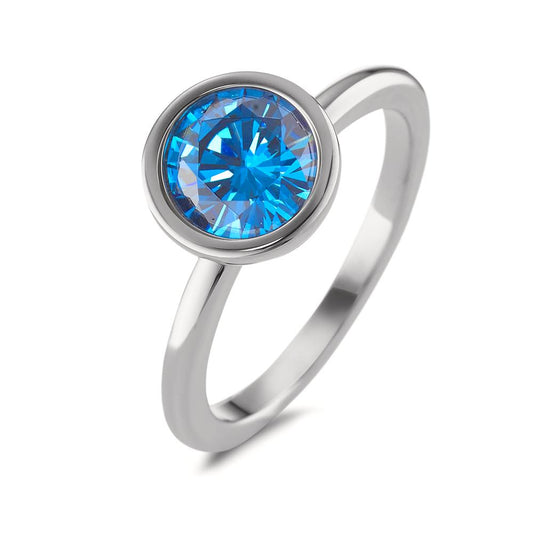 Ring Stainless steel Zirconia Blue Ø9.5 mm