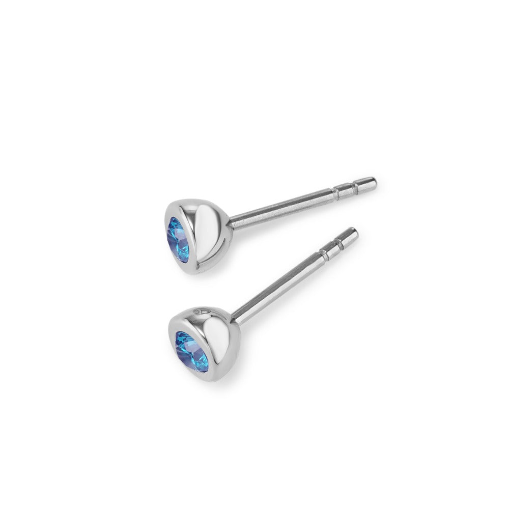 Stud earrings Stainless steel Zirconia Blue, 2 Stones Ø5 mm