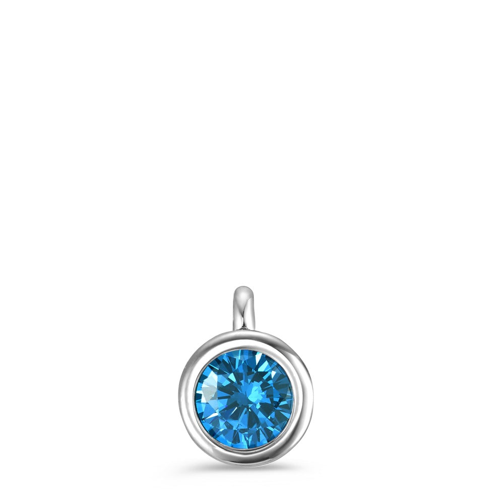 Pendant Stainless steel Zirconia Blue Ø7 mm