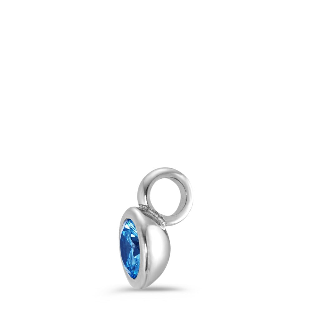 Pendant Stainless steel Zirconia Blue Ø7 mm