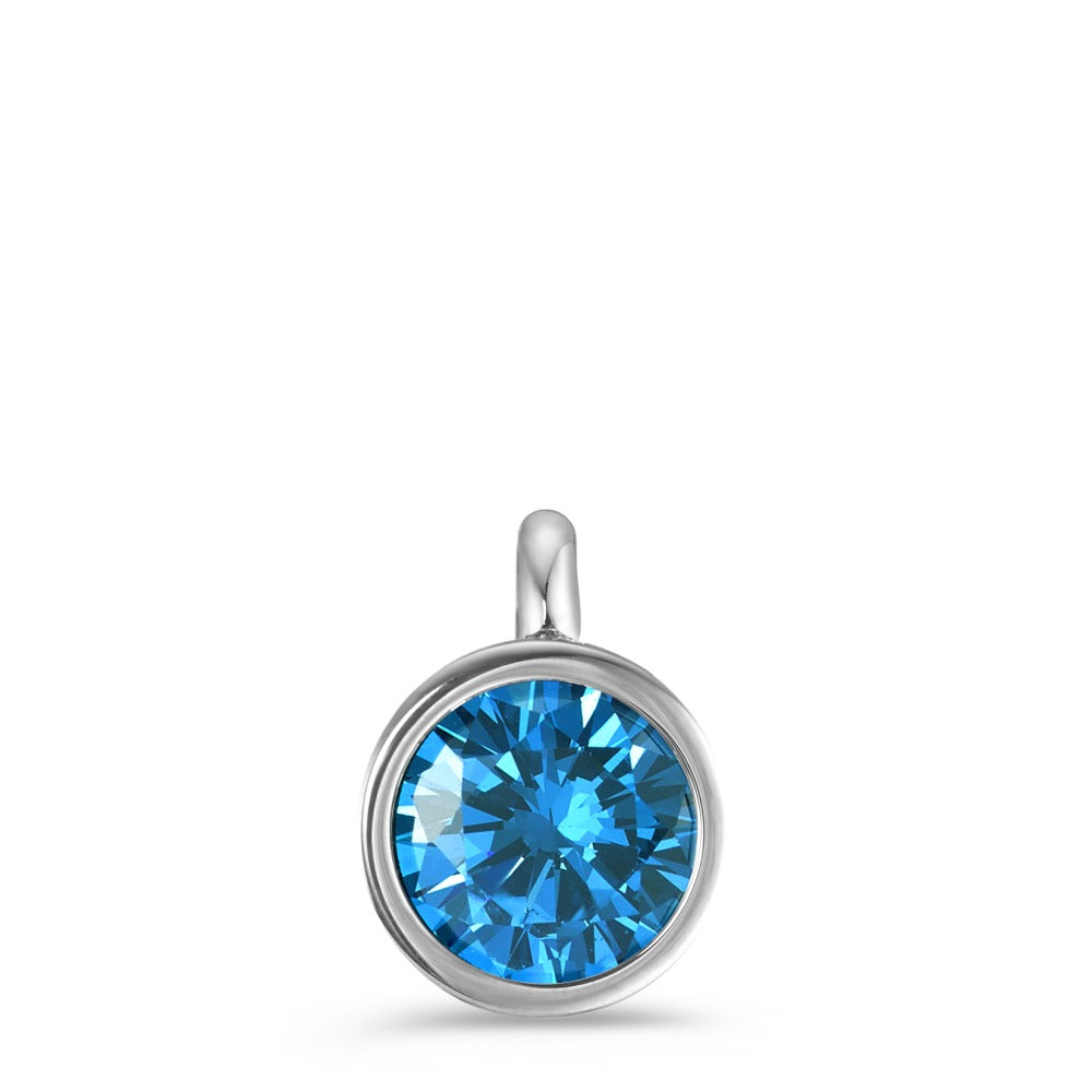 Pendant Stainless steel Zirconia Blue Ø9.5 mm