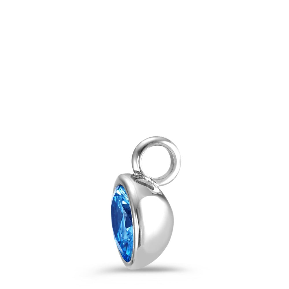 Pendant Stainless steel Zirconia Blue Ø9.5 mm