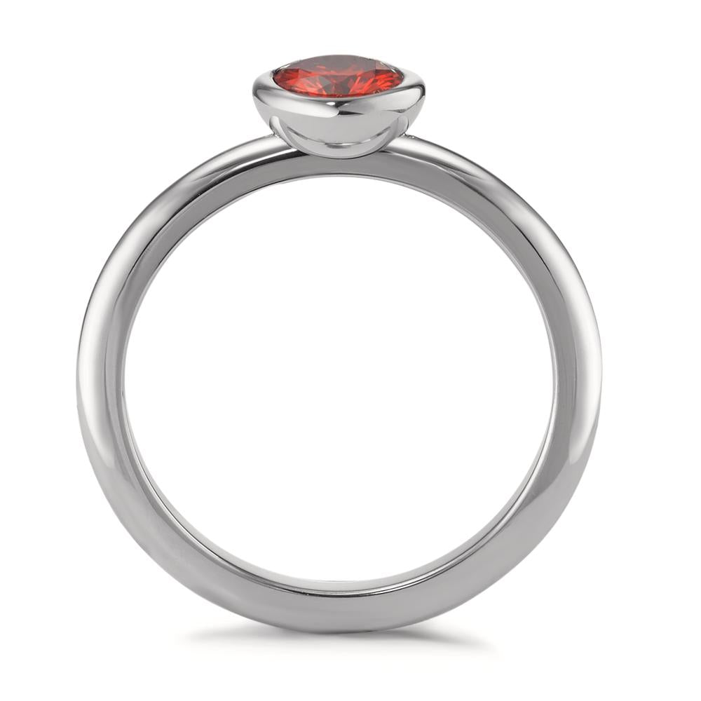 Ring Stainless steel Zirconia Red Ø7 mm