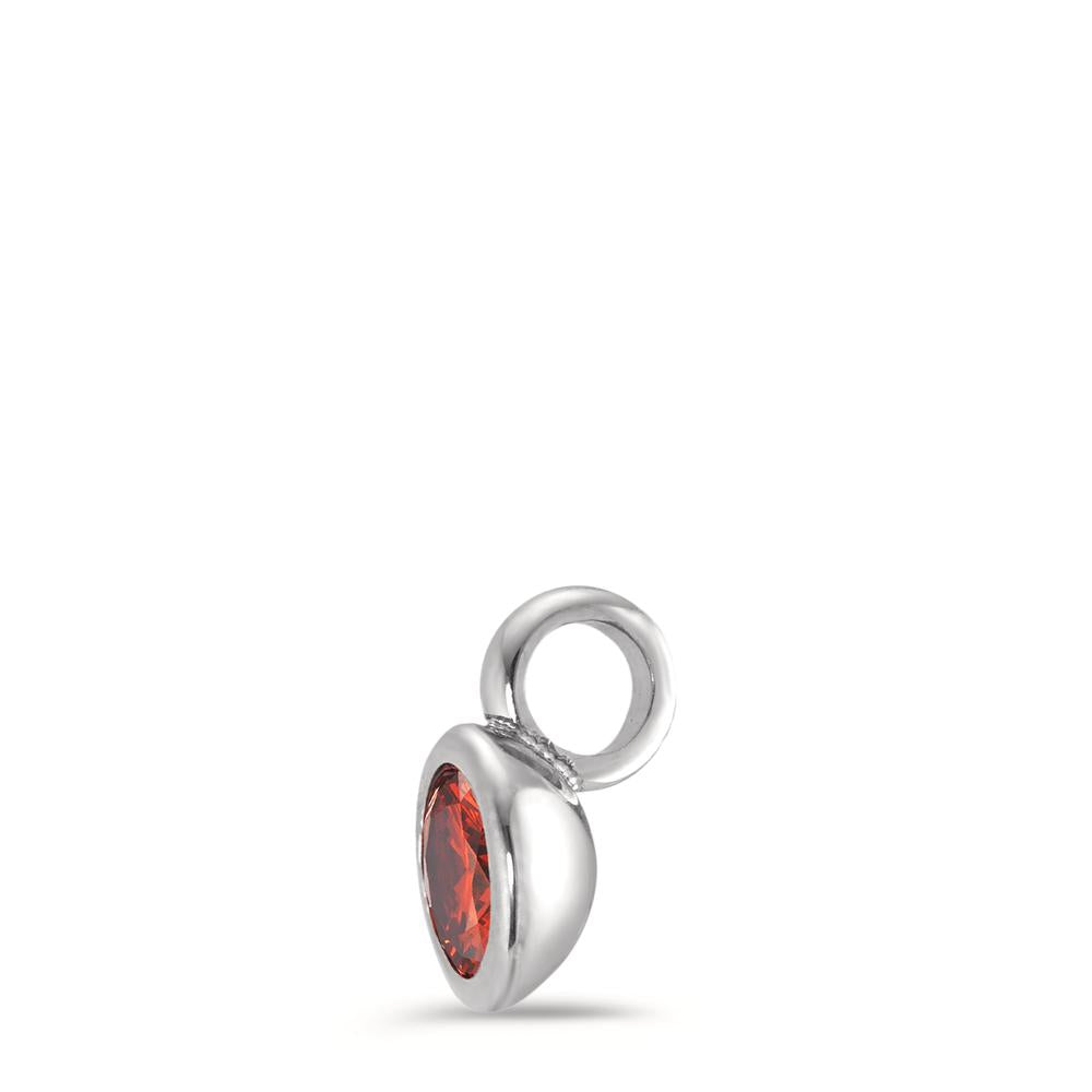 Pendant Stainless steel Zirconia Red Ø7 mm