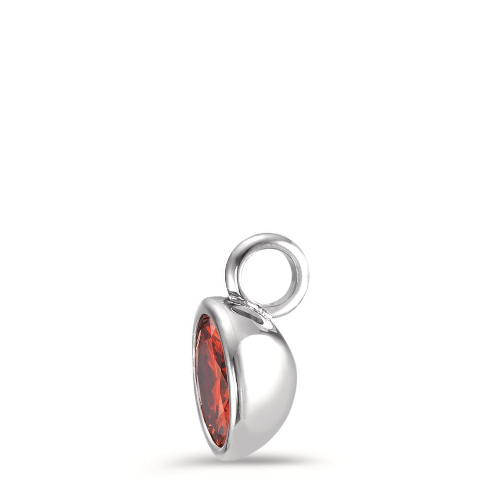 Pendant Stainless steel Zirconia Red Ø9.5 mm