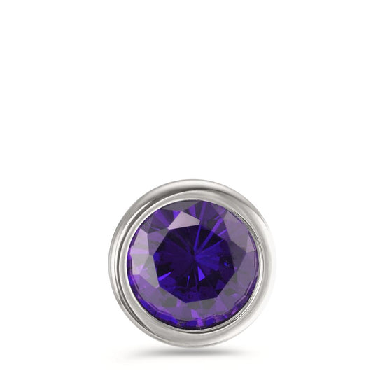 Pendant Stainless steel Zirconia Violet Ø13 mm