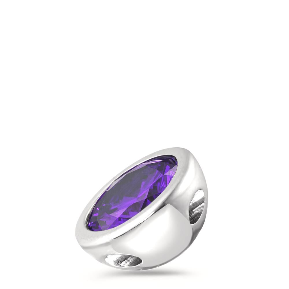 Pendant Stainless steel Zirconia Violet Ø13 mm