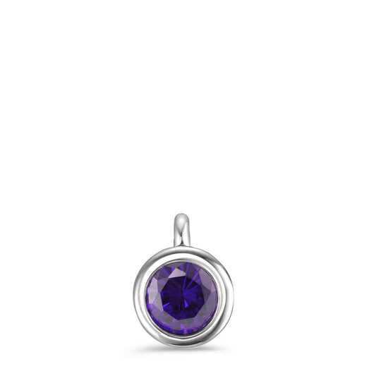 Pendant Stainless steel Zirconia Violet Ø7 mm