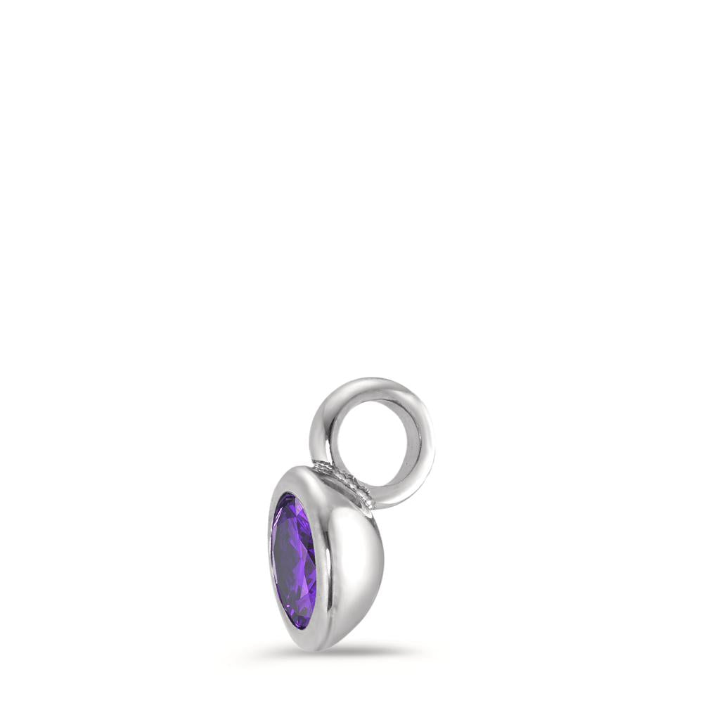 Pendant Stainless steel Zirconia Violet Ø7 mm