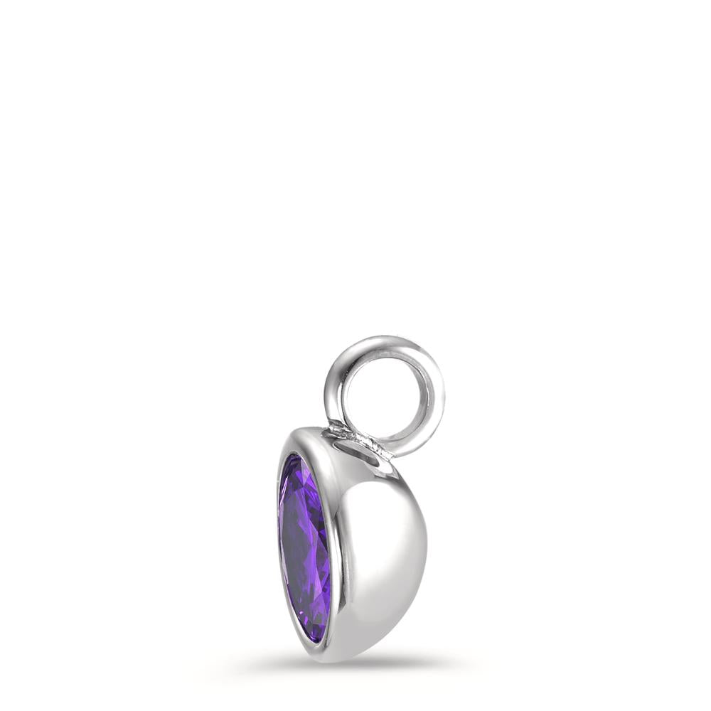 Pendant Stainless steel Zirconia Violet Ø9.5 mm